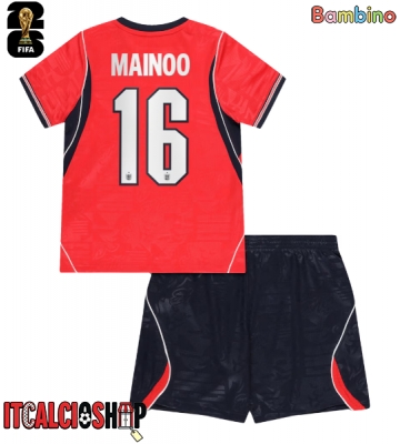 Inghilterra Kobbie Mainoo #16 Seconda Maglia Bambino Mondiali 2026 Manica Corta (+ Pantaloni corti)